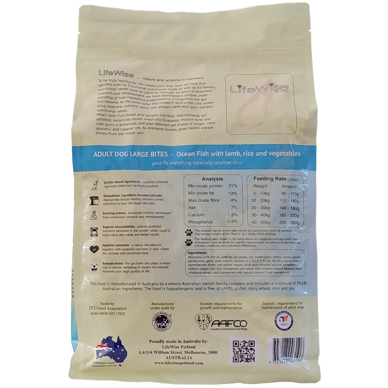 LifeWise Dry Dog Food Ocean Fish Large Bites 2.5kg | PeekAPaw Pet Supplies