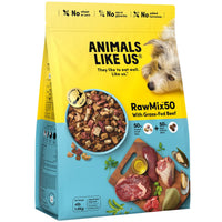 Animals Like Us RawMix50 Grass-Fed Beef dog food, packaging front