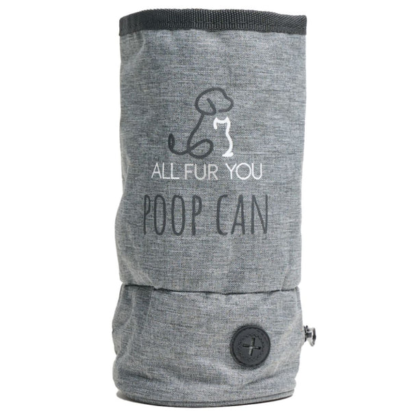 All Fur You Poop Can - Portable Bag Dispenser and Carry Full Bags - Grey | PeekAPaw Pet Supplies
