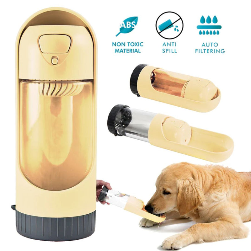 All Fur You Portable Dog Water Bottle 300ml - Yellow | PeekAPaw Pet Supplies