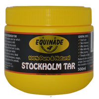 Equinade 100% pure and natural Stockholm Tar in a 500ml yellow tub