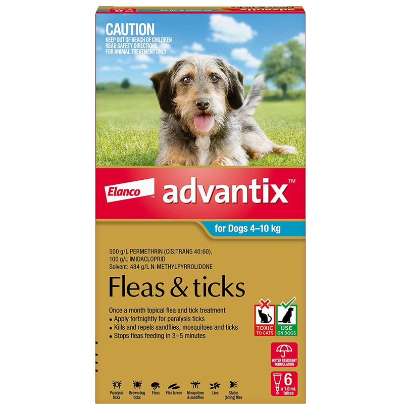 Advantix for Dogs 4-10KG Aqua - 6 Pack | PeekAPaw Pet Supplies