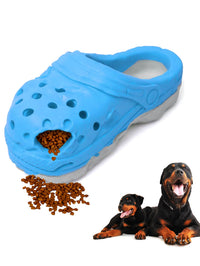 Petopia Ultra Tough Dog Toy Cozy Slipper, a slipper shaped treat-dispensing chew toy in 100% natural rubber