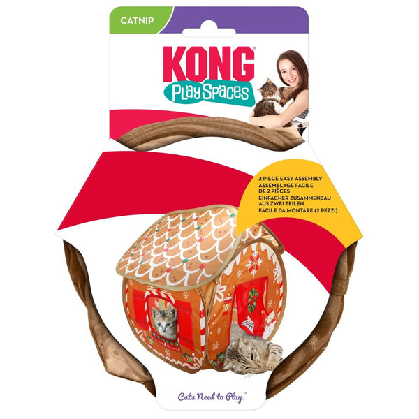 KONG Cat Toys Holiday Play Spaces Gingerbread Bungalow | PeekAPaw Pet Supplies