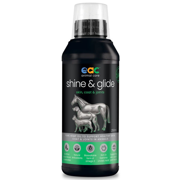 EAC Animal Care Shine & Glide - Pure Hemp Oil To Help Support Healthy Skin, Coat & Joints in Horses, Dogs and Cats - 250ml | PeekAPaw Pet Supplies