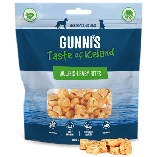 Gunni's Taste of Iceland Dog Treats Wolffish Baby Bites - 71g | PeekAPaw Pet Supplies