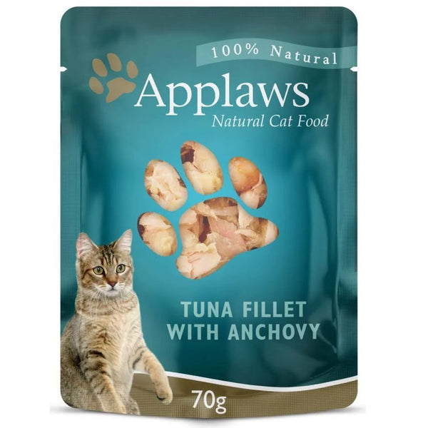 Applaws Natural Wet Cat Food Pouch Tuna with Anchovy in Broth - 70g x 16 | PeekAPaw Pet Supplies