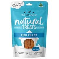 The Pet Project Natural Treats Fish Fillet, 100 g teal resealable pouch, front of pack