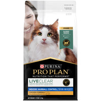 PRO PLAN LIVECLEAR Indoor Hairball Control Chicken Formula 1.5kg bag, front of pack