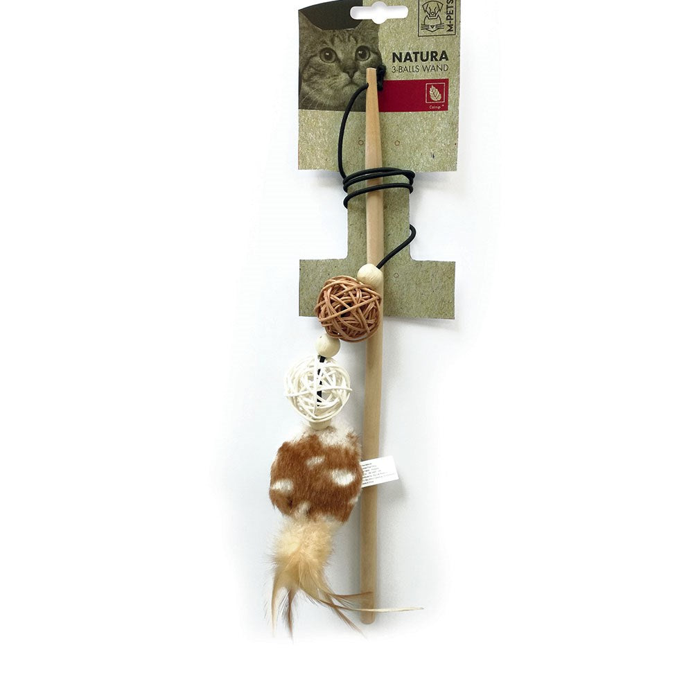 M-Pets NATURA 3-Balls Wand Cat Toy
