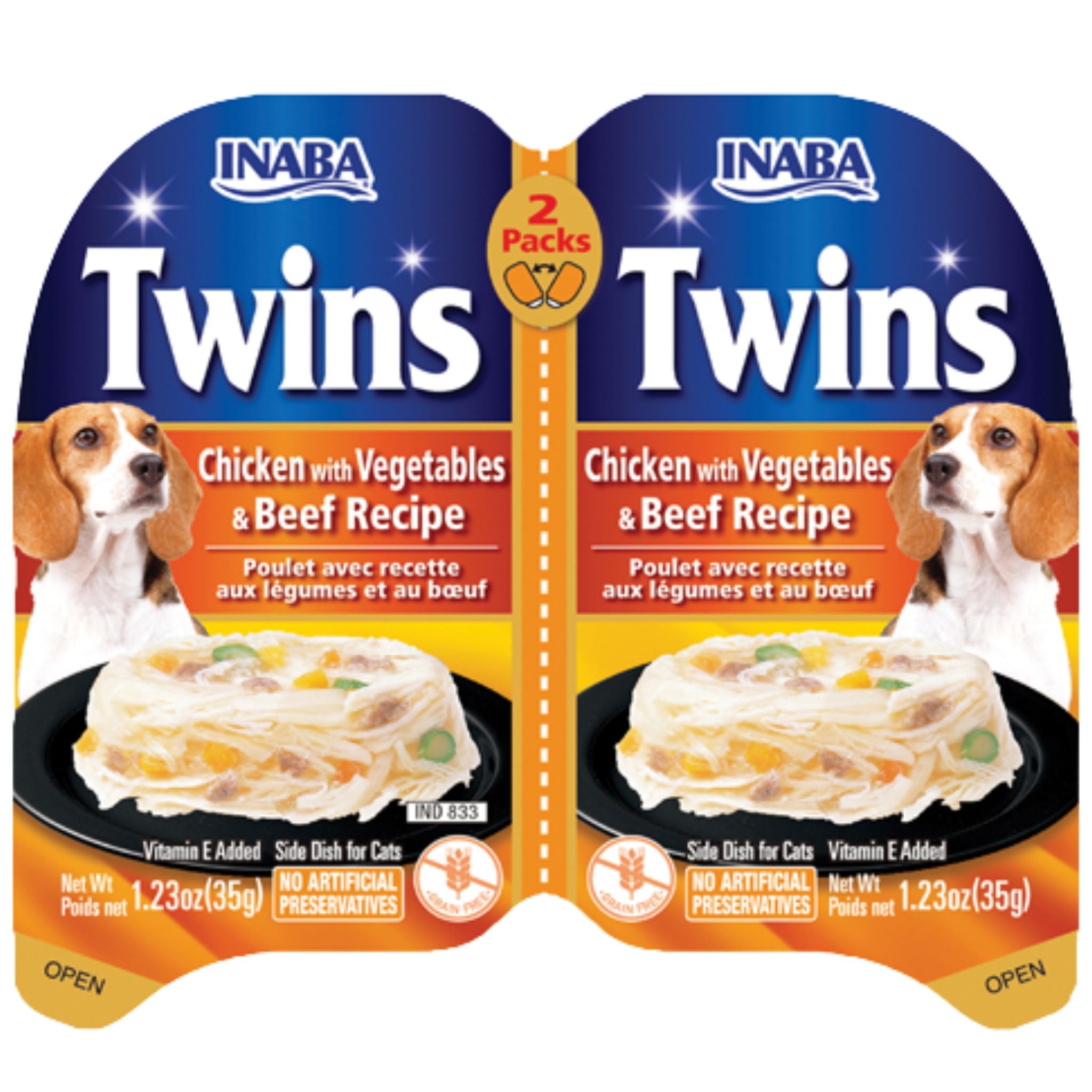 Inaba Dog Treat Twin Cups Chicken with Vegetables & Beef Recipe