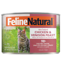 Feline Natural Chicken & Venison canned cat food — 98% cage-free New Zealand chicken with lean venison