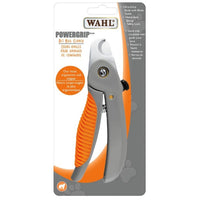 Wahl Powergrip pet nail clipper in grey and orange in its retail blister packaging