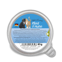 Foil lid of the GranataPet Filet A La Carte Pferd & Huhn 85g tray, showing the horse and chicken composition