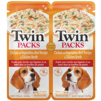 Inaba Twin Packs Chicken with Vegetables & Beef Recipe in Chicken Broth, 6 packs of 2 x 40g, dog meal topper