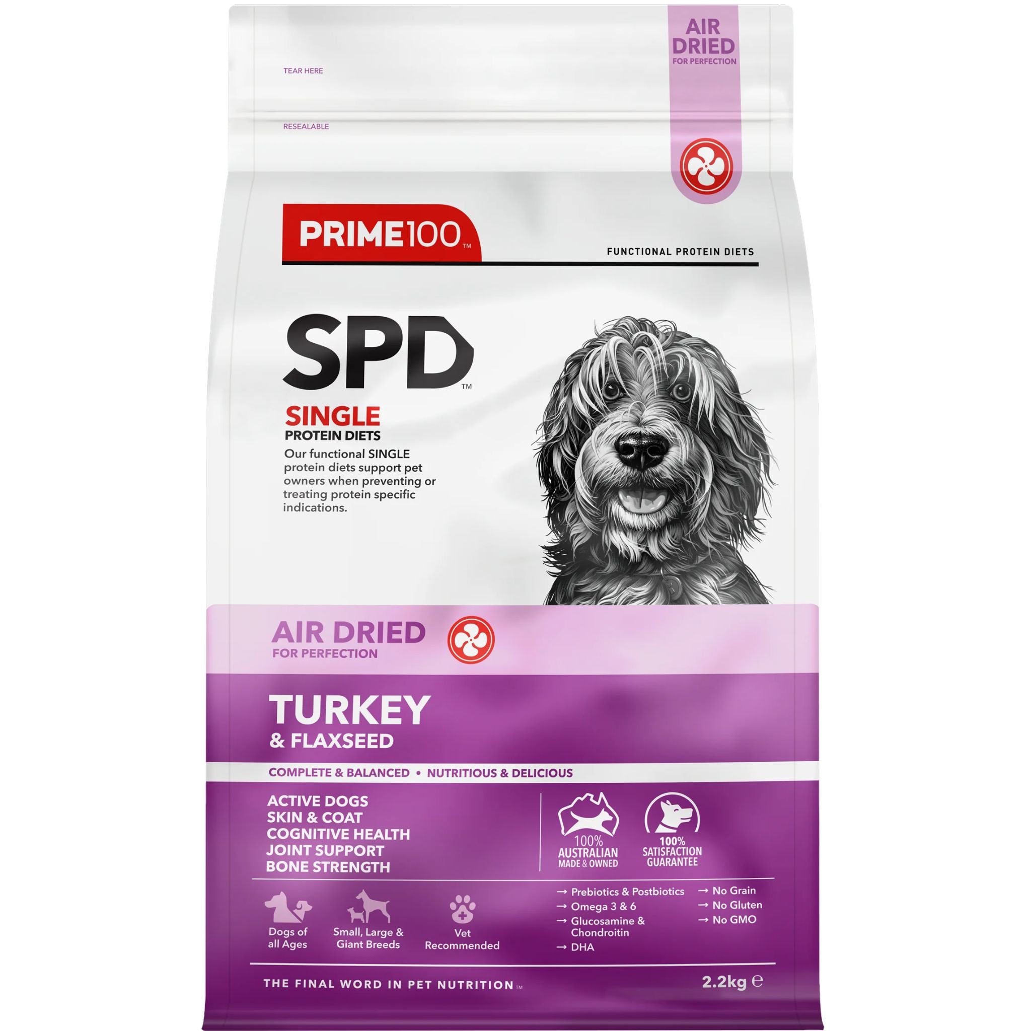 Prime100 Spd Turkey & Flaxseed Air Dried Dog Food