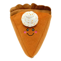 Zippy Paws NomNomz plush dog toy shaped as a slice of pumpkin pie with whipped cream