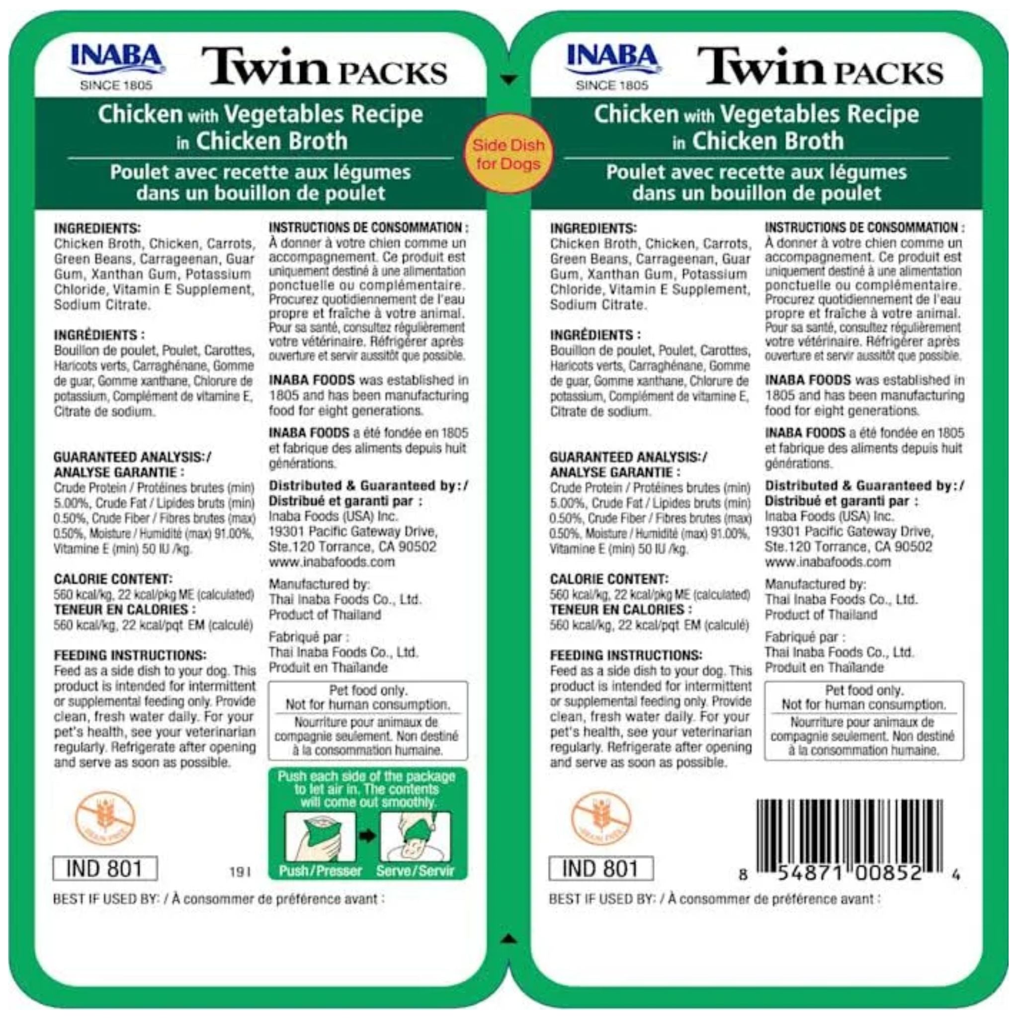 Inaba Dog Treat Twin Packs Chicken with Vegetables Recipe in Chicken Broth