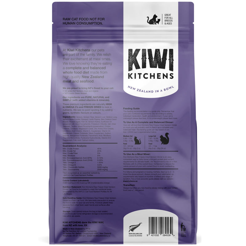 Kiwi Kitchens Freeze Dried Cat Food Venison Dinner