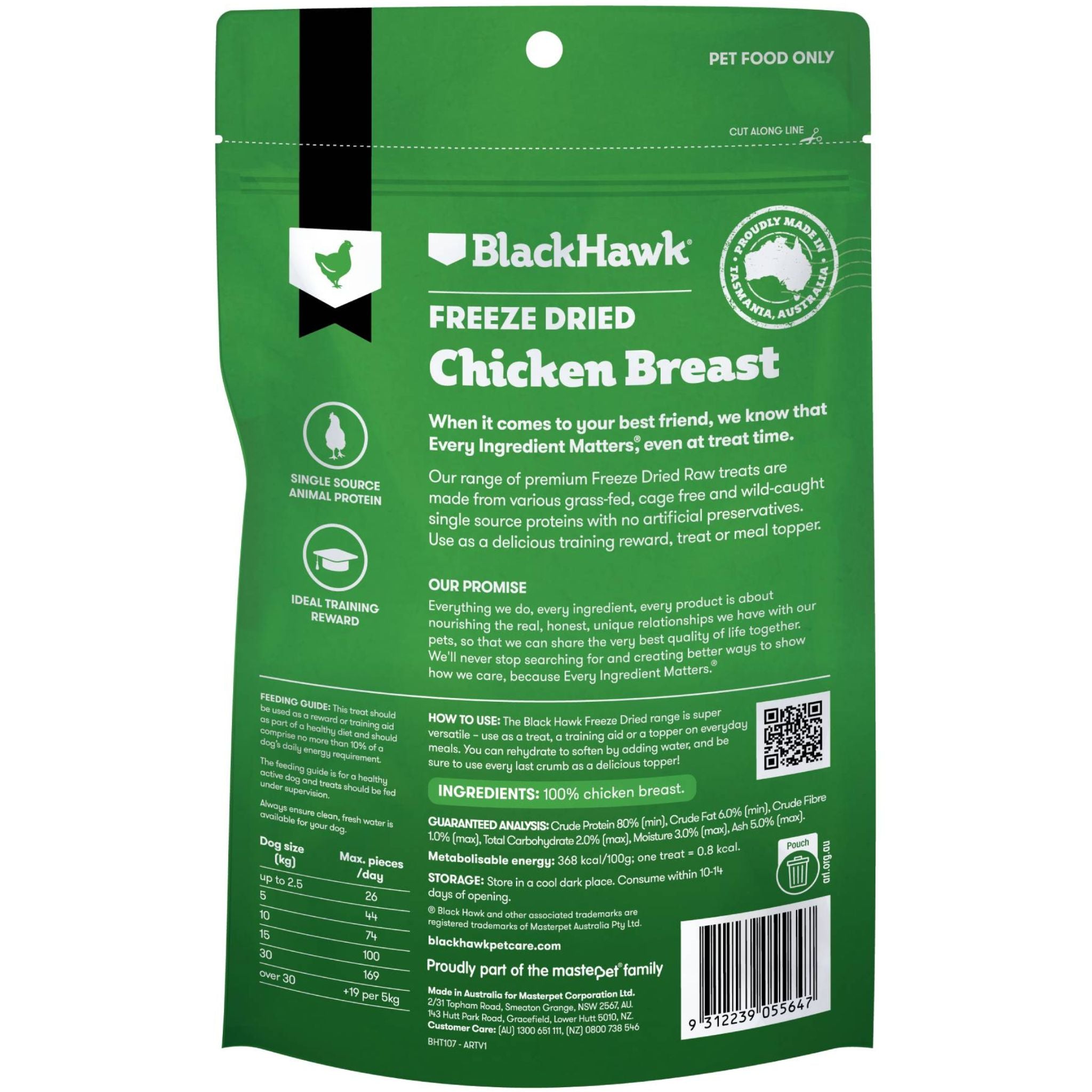 Black Hawk Chicken Breast Freeze Dried Dog Treats