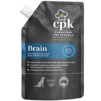 Carnivore Pet Kitchen Brain meal topper for dogs, black stand-up pouch