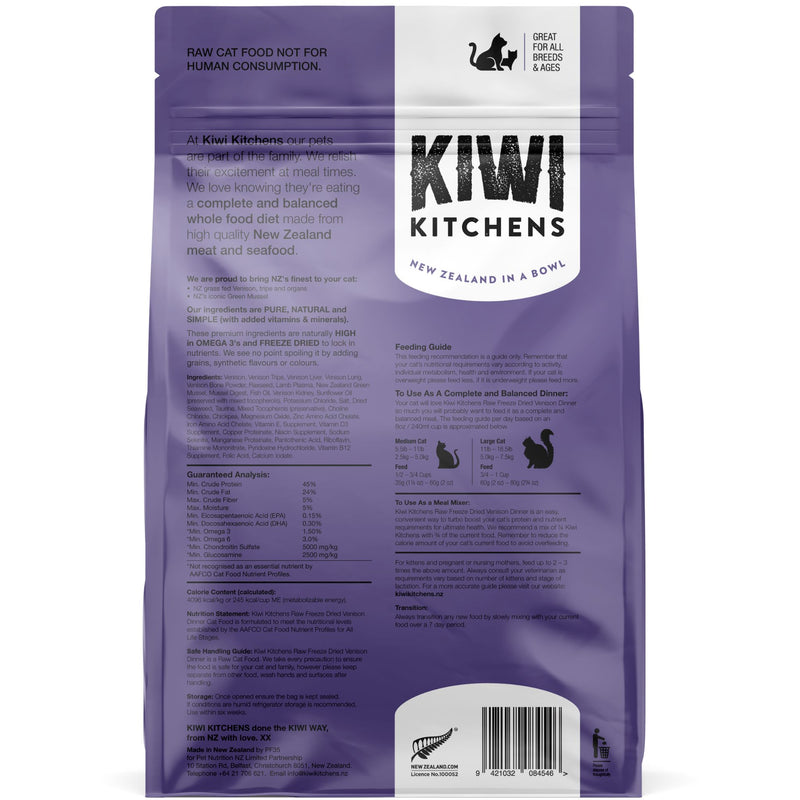 Kiwi Kitchens Freeze Dried Cat Food Venison Dinner