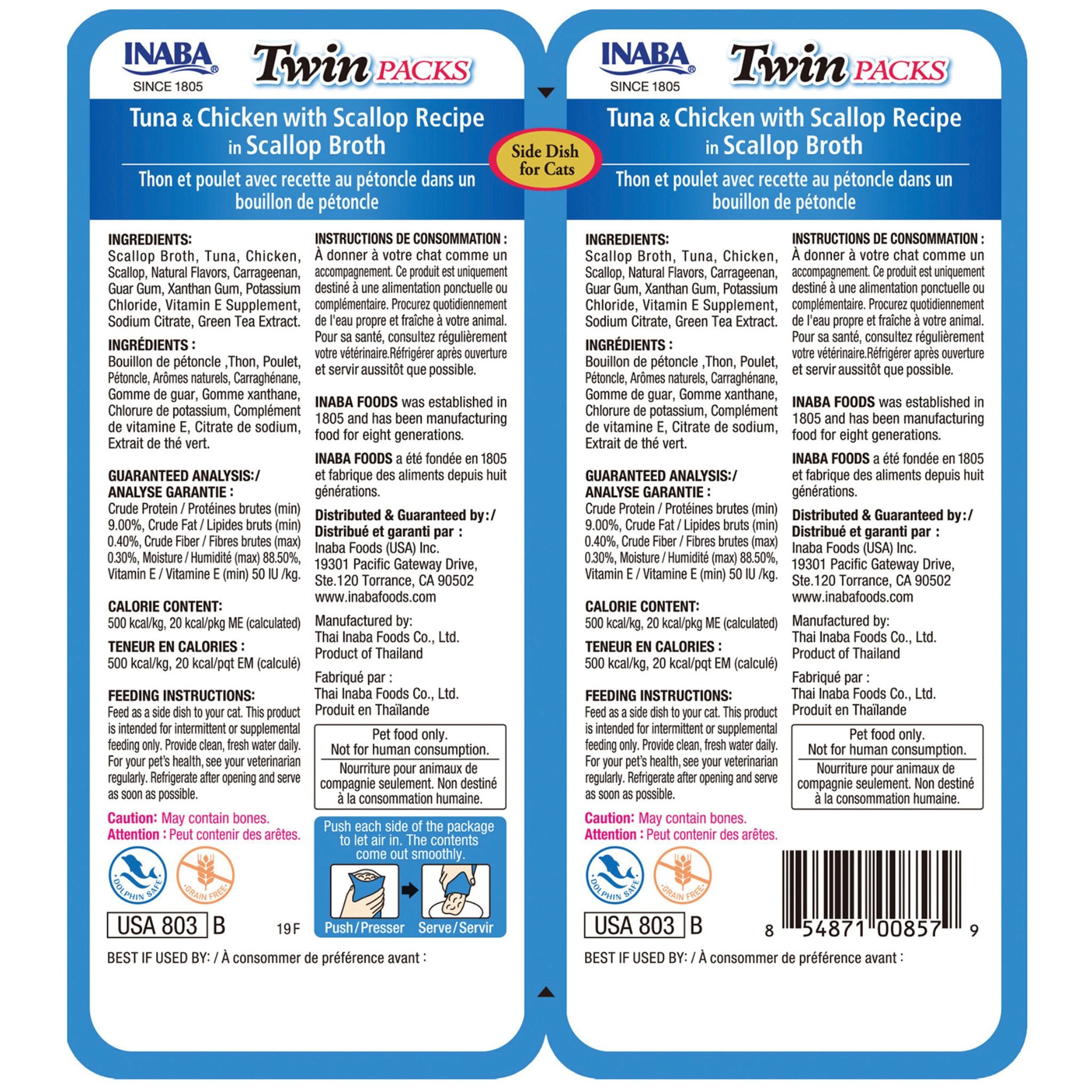 Inaba Cat Treat Twin Packs Tuna & Chicken In Scallop Broth