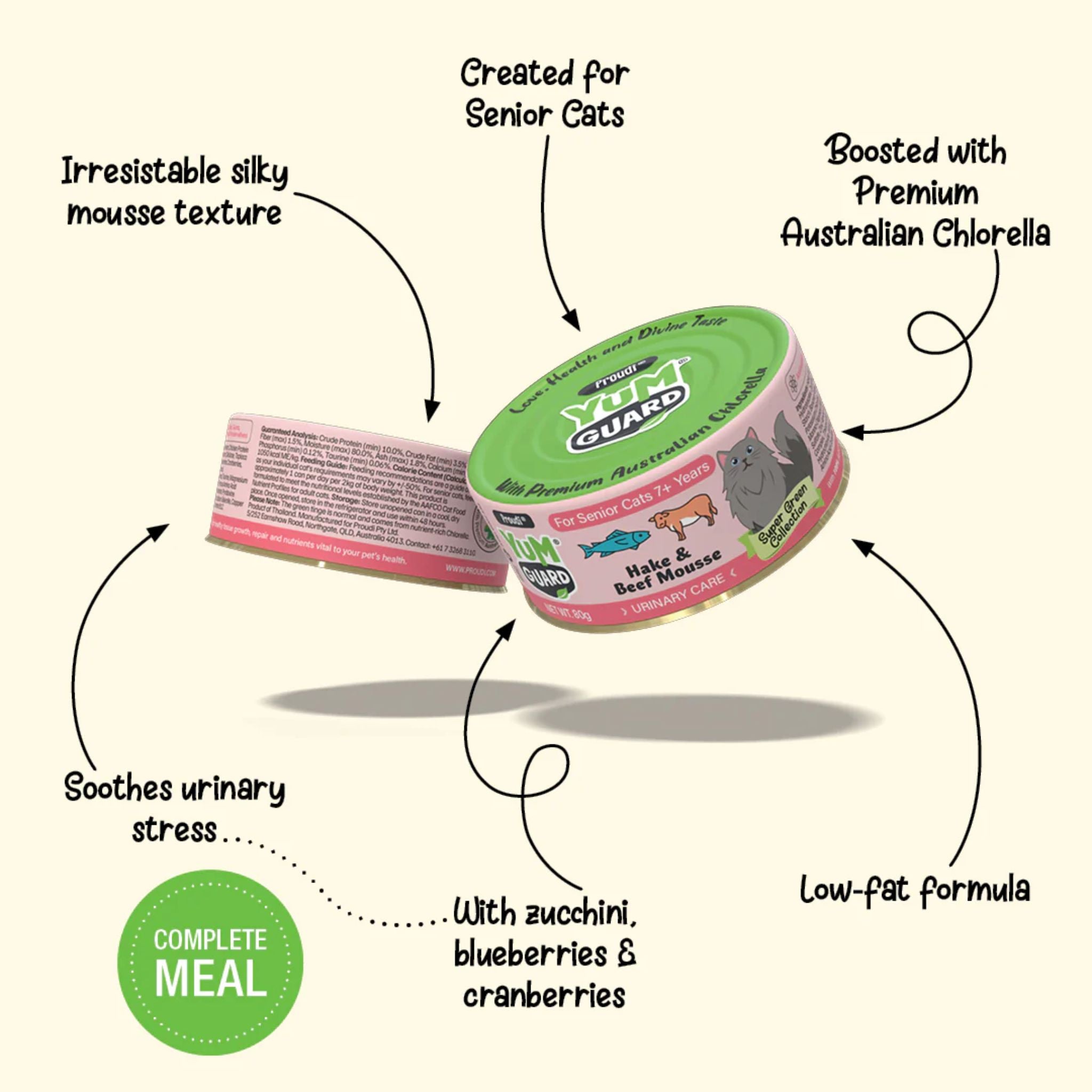 YumGuard Hake & Beef Mousse Senior Cat Food