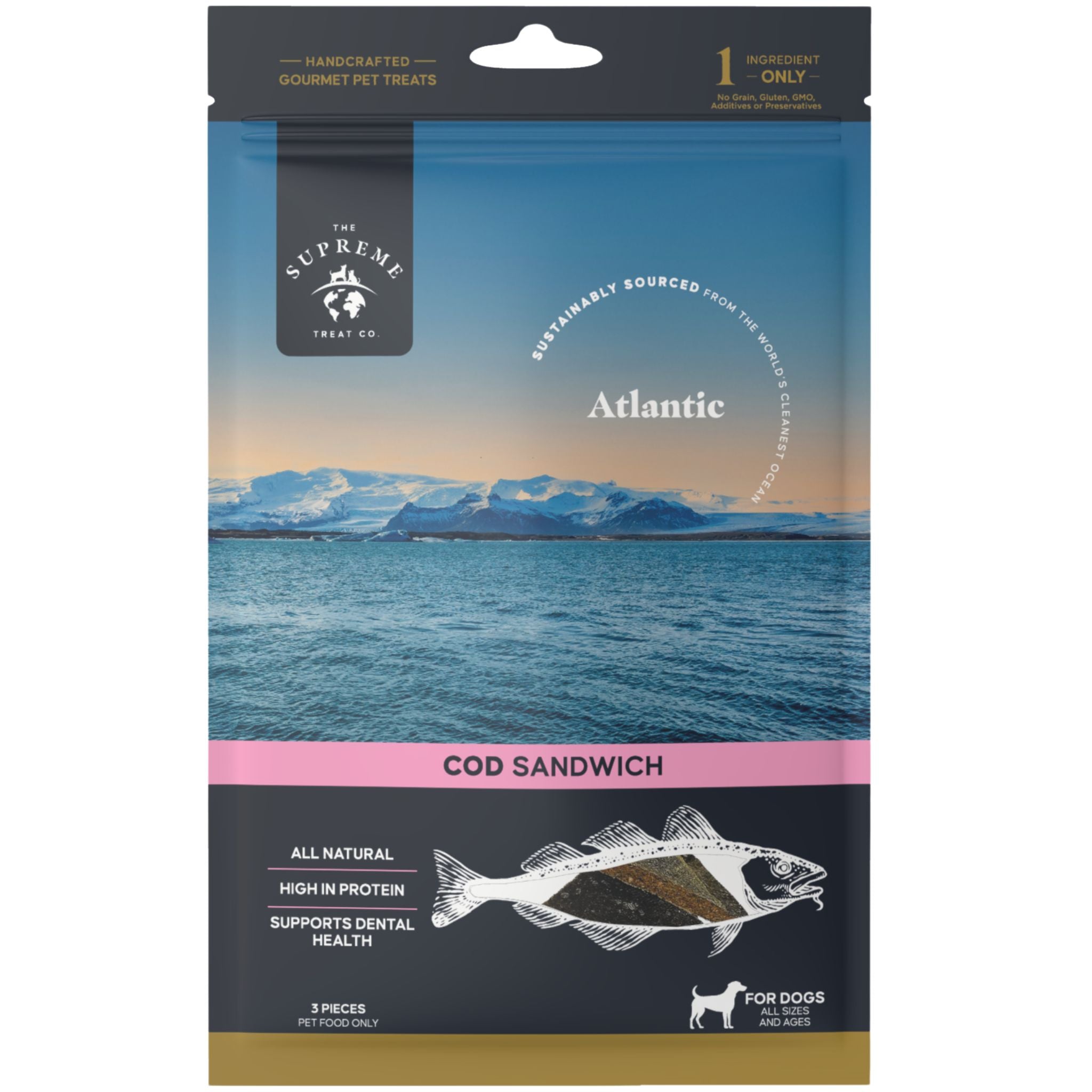 The Supreme Treat Co Cod Sandwich Dog Treats
