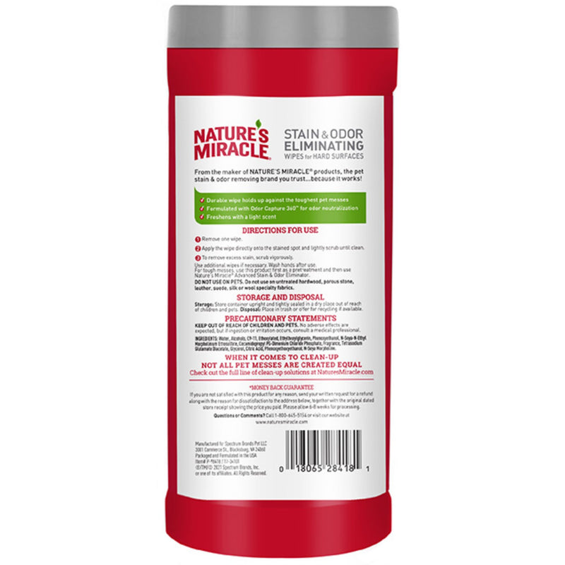 Nature's Miracle Advanced Stain & Odor Eliminator Wipes - 30pk | PeekAPaw Pet Supplies