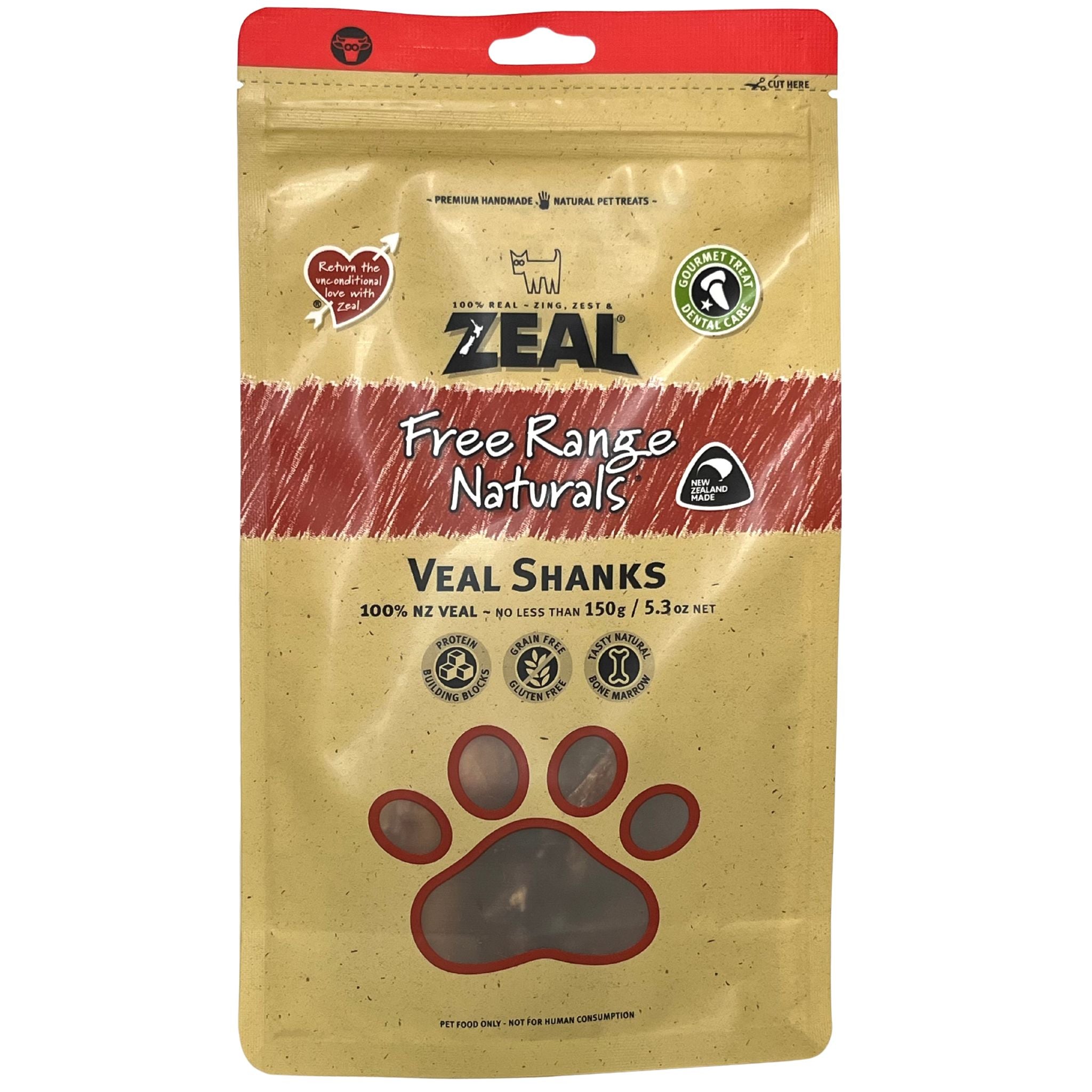 Zeal Free Range Naturals Veal Shanks Pet Treats 150g