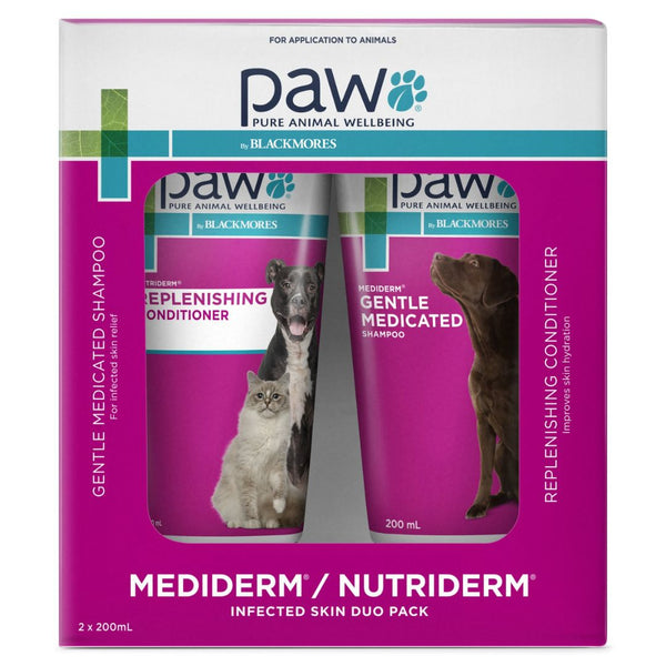 Paw By Blackmores Medi-NutriDerm Duo Pack(Mediderm Shampoo & Nutriderm Conditioner) for Infected Skin