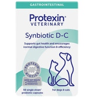 Protexin Veterinary Synbiotic D-C probiotic and prebiotic capsules for cats and dogs, 50 capsules