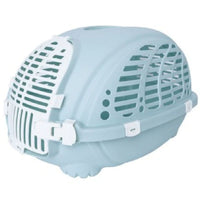 M-Pets SKYLINE pet carrier in pale blue, ventilated domed lid with white side latches