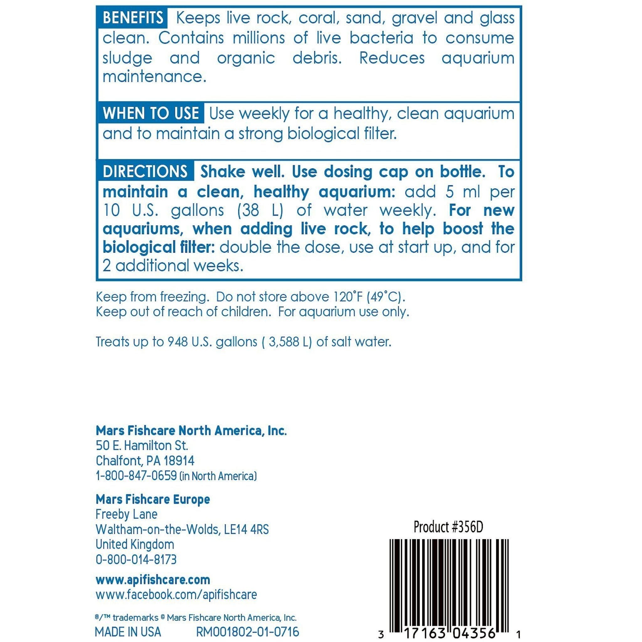 API Marine Stress Zyme Saltwater Aquarium Cleaning Solution