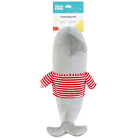 Zippy Paws Playful Pal shark plush dog toy on its retail header card