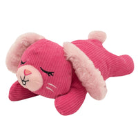 Zippy Paws Snooziez plush dog toy: a sleeping pink bunny, on a white background