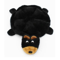 Zippy Paws Squeakie Crawler plush dog toy: Bubba the black bear, seen from above