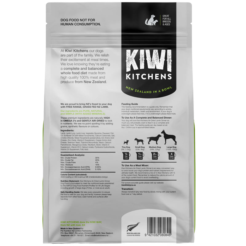 Kiwi Kitchens Air Dried Dog Food Lamb Dinner