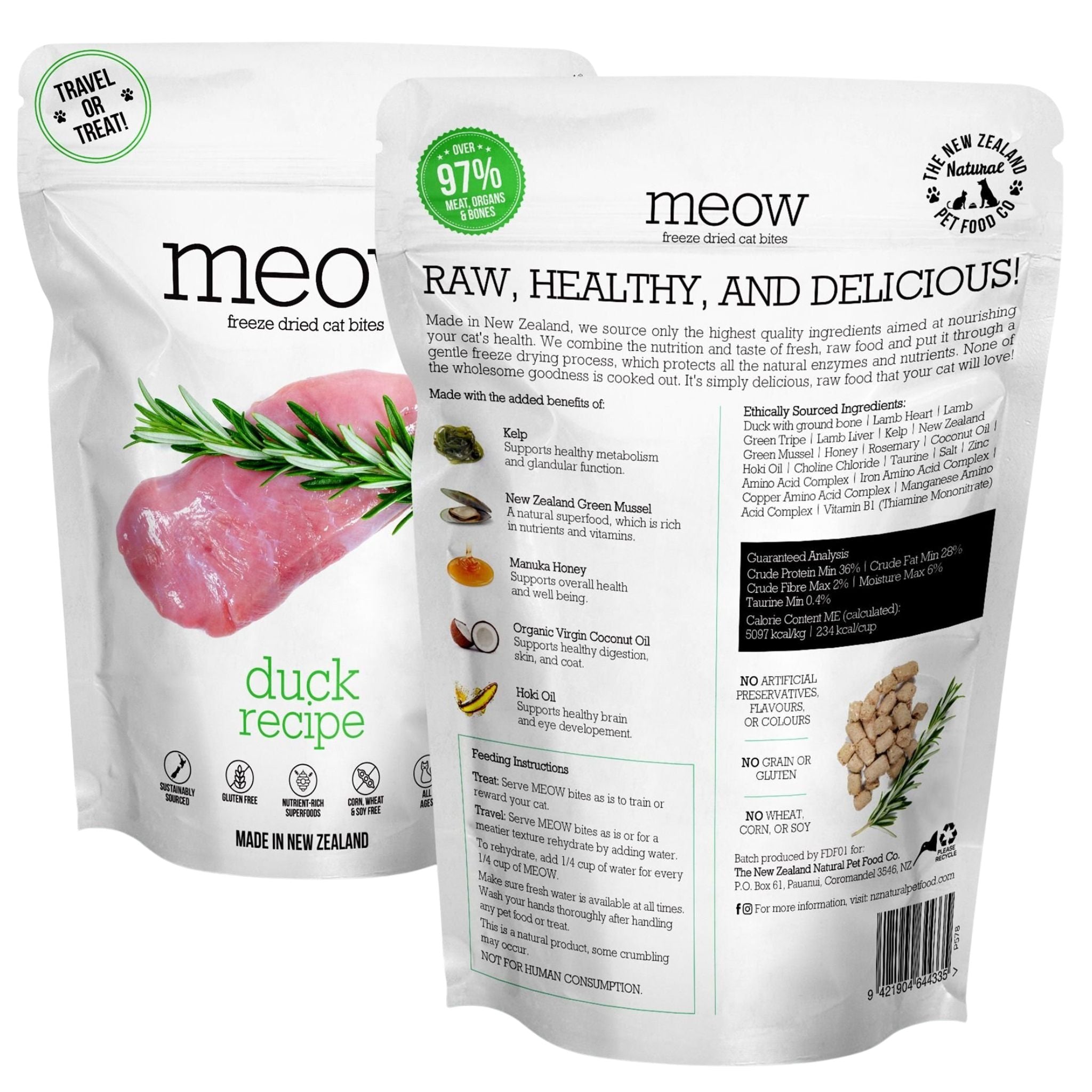 The New Zealand Natural Meow Freeze Dried Cat Treat Duck