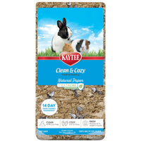 Front of the 24.6L Kaytee Clean and Cozy Natural Paper bedding bale with 14 day odour control