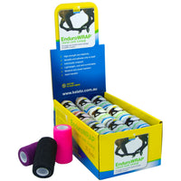Kelato EnduroWRAP cohesive bandage retail display carton with loose rolls in front of it