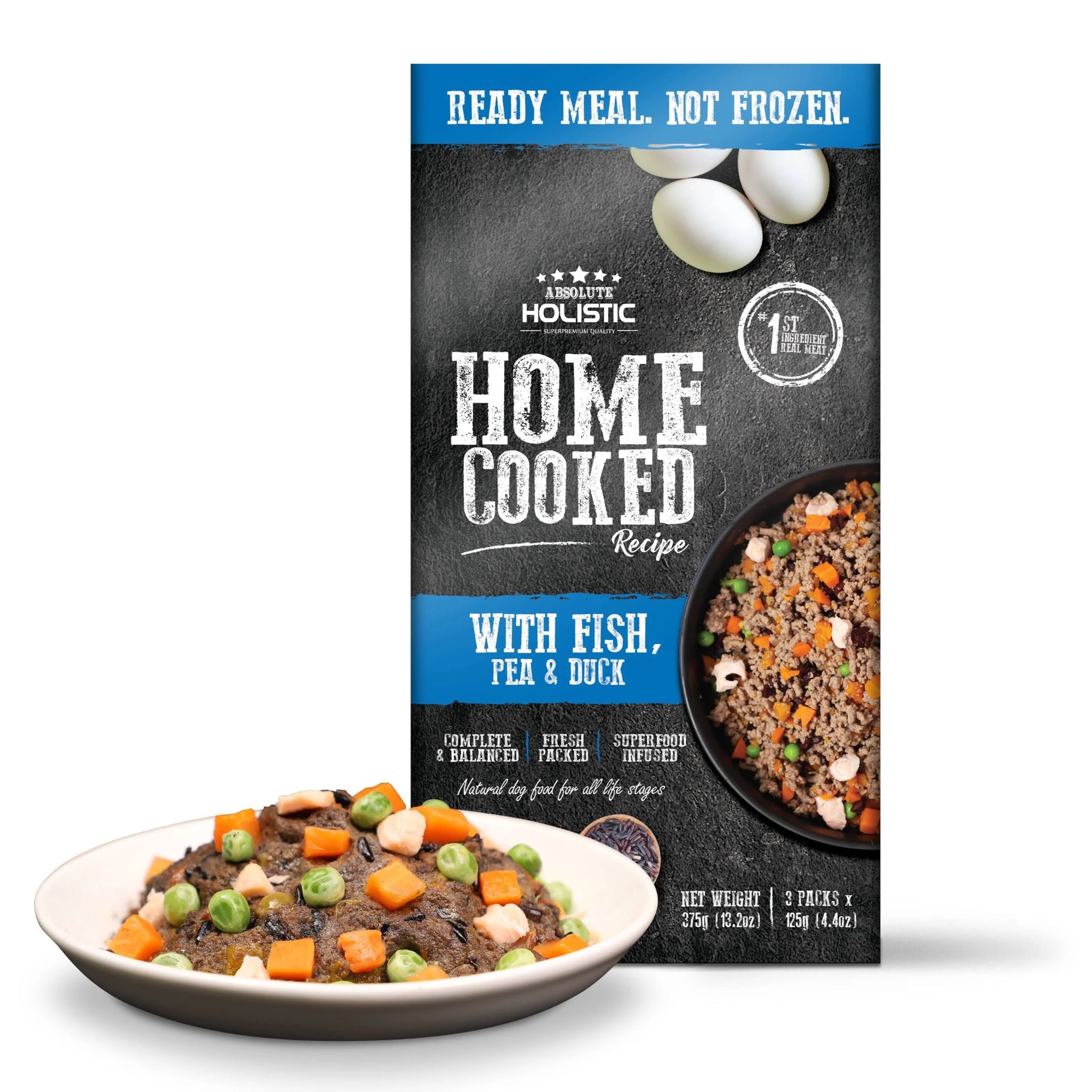 Absolute Cooked Absolute Holistic Home Cooked Wet Dog Food Fish, Peas & Duck