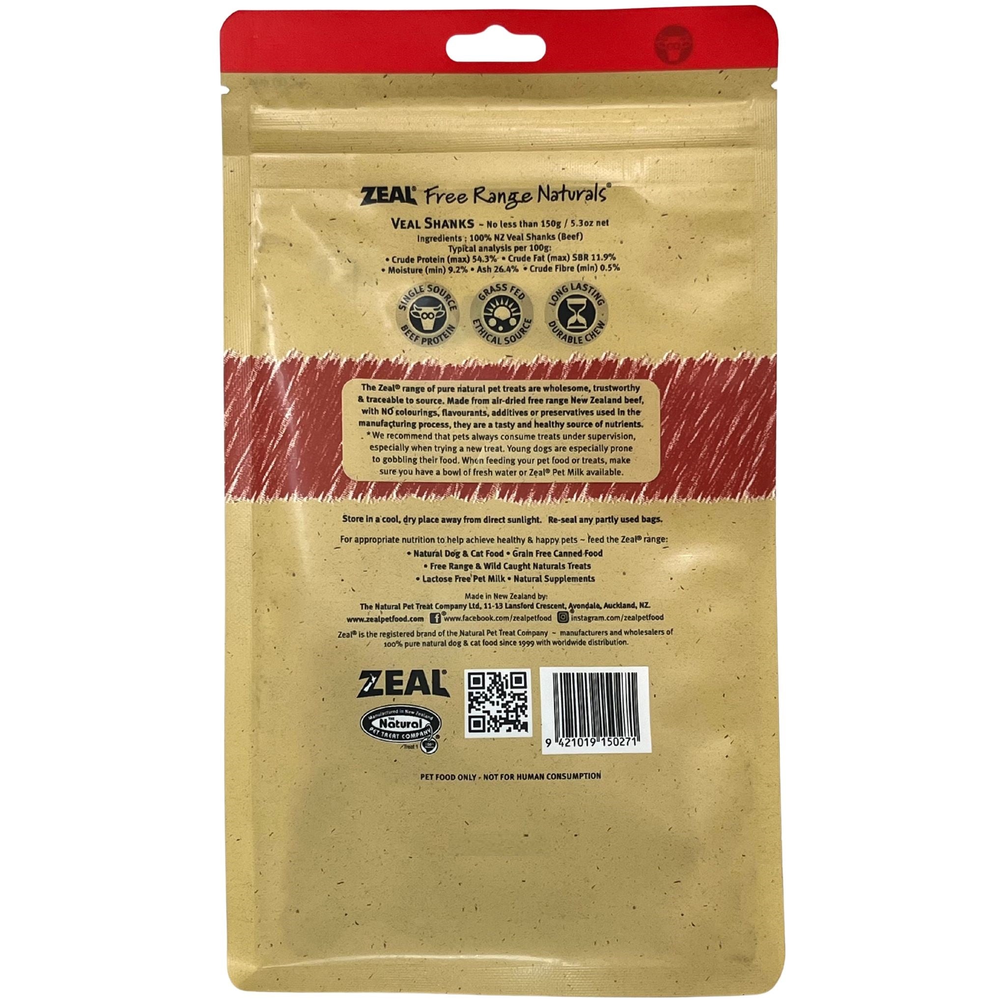 Zeal Free Range Naturals Veal Shanks Pet Treats 150g | PeekAPaw Pet Supplies