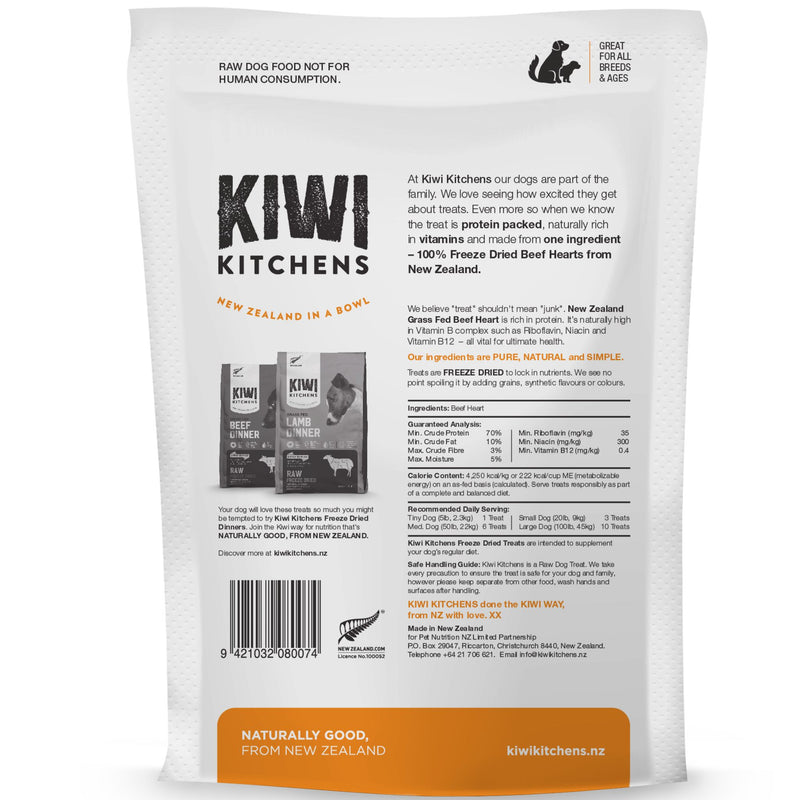 Kiwi Kitchens Freeze-Dried Dog Treats Beef Heart