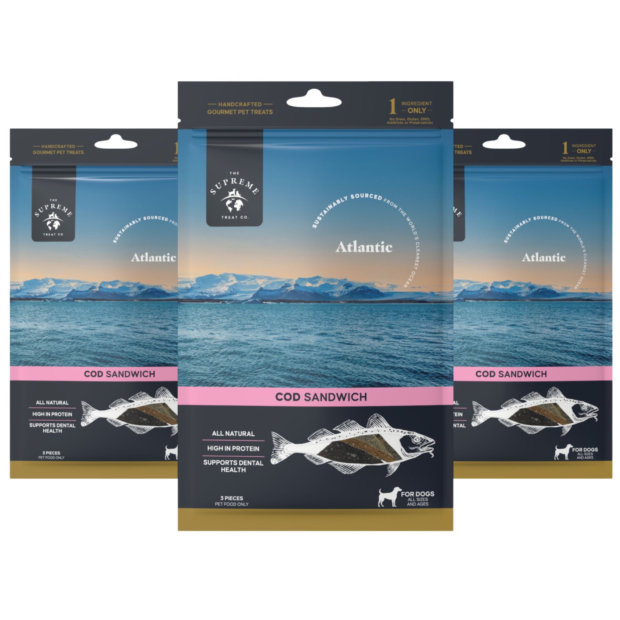 The Supreme Treat Co Cod Sandwich Dog Treats