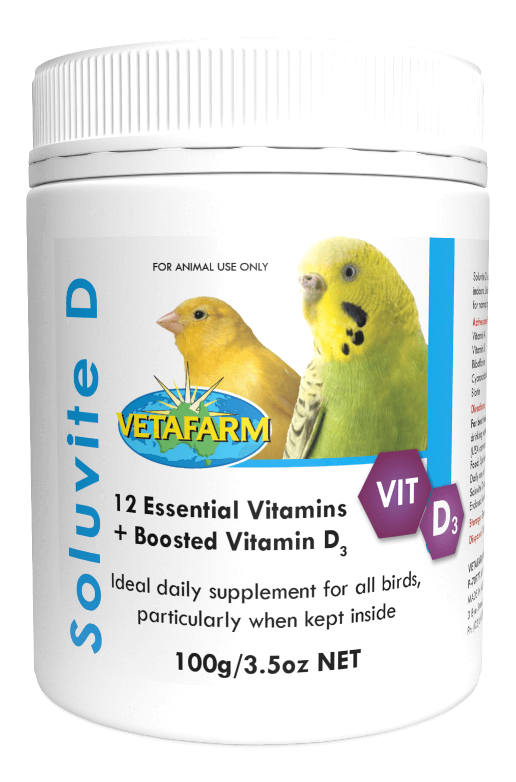 Vetafarm Soluvite D 100g tub – front