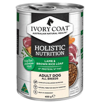 Ivory Coat Holistic Nutrition Lamb and Brown Rice Loaf adult wet dog food, 400g can