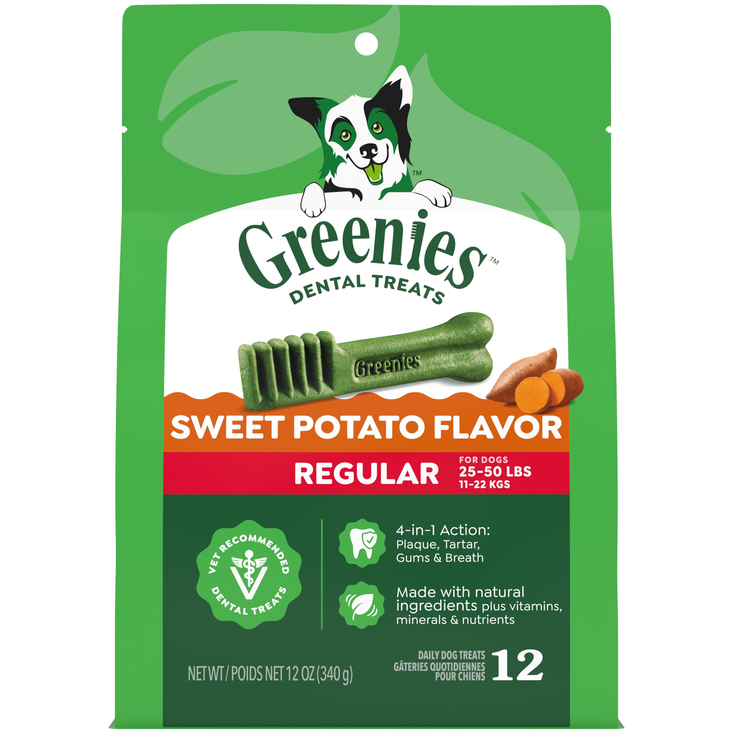 Greenies Sweet Potato Regular(11-22kg) Dental Dog Treats front of pack