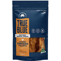 True Blue Natures Dental Chews Aussie Chicken Fillets, 4 piece pouch front